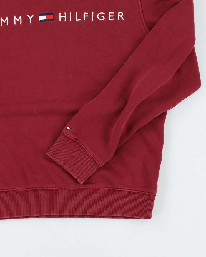00s Tommy Hilfiger Faded Red Embroidered Logo Crew Neck - M