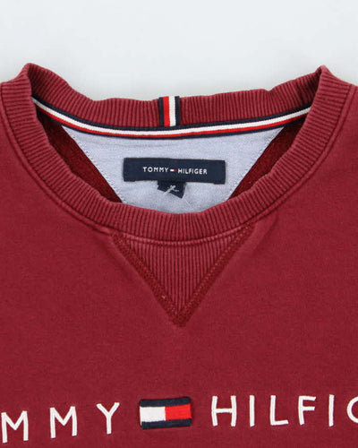 00s Tommy Hilfiger Faded Red Embroidered Logo Crew Neck - M