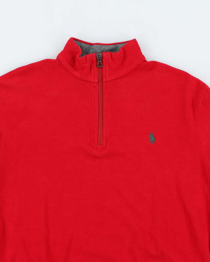 Polo Ralph Lauren Red Quarter Zip Sweatshirt - S