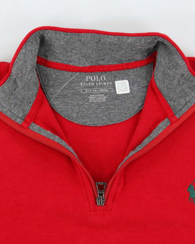 Polo Ralph Lauren Red Quarter Zip Sweatshirt - S
