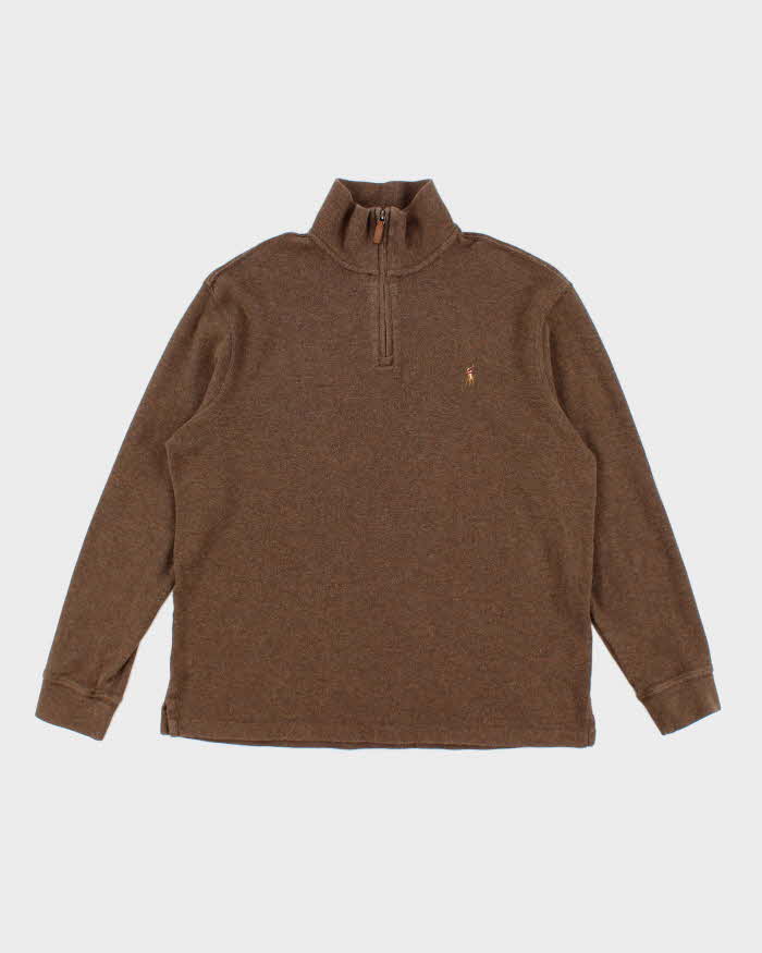 Polo Ralph Lauren Brown Quarter Zip Sweatshirt - L