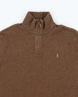 Polo Ralph Lauren Brown Quarter Zip Sweatshirt - L