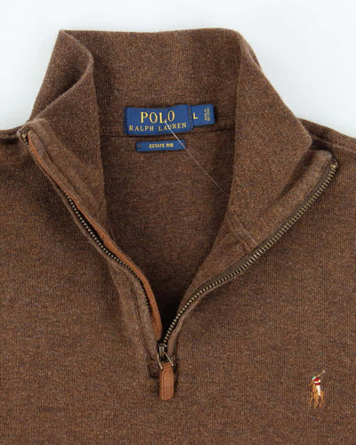 Polo Ralph Lauren Brown Quarter Zip Sweatshirt - L