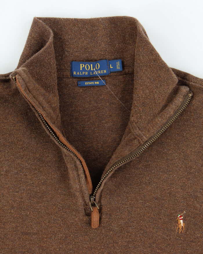 Polo Ralph Lauren Brown Quarter Zip Sweatshirt - L