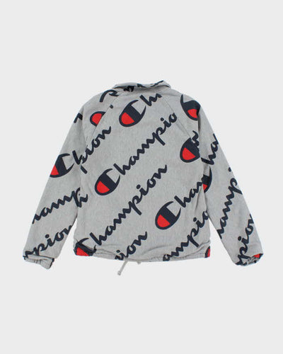 Vintage Champion All Over Print Snap Button Sweatshirt - S