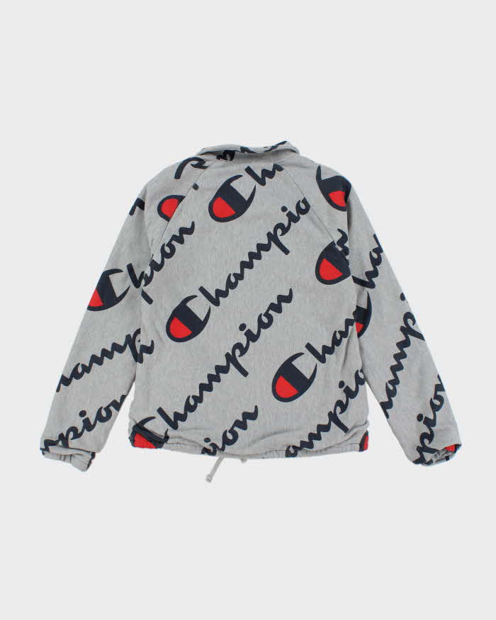 Vintage Champion All Over Print Snap Button Sweatshirt - S