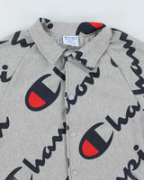 Vintage Champion All Over Print Snap Button Sweatshirt - S