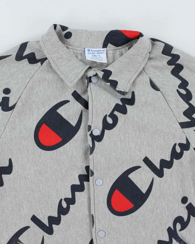 Vintage Champion All Over Print Snap Button Sweatshirt - S