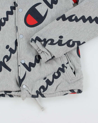 Vintage Champion All Over Print Snap Button Sweatshirt - S