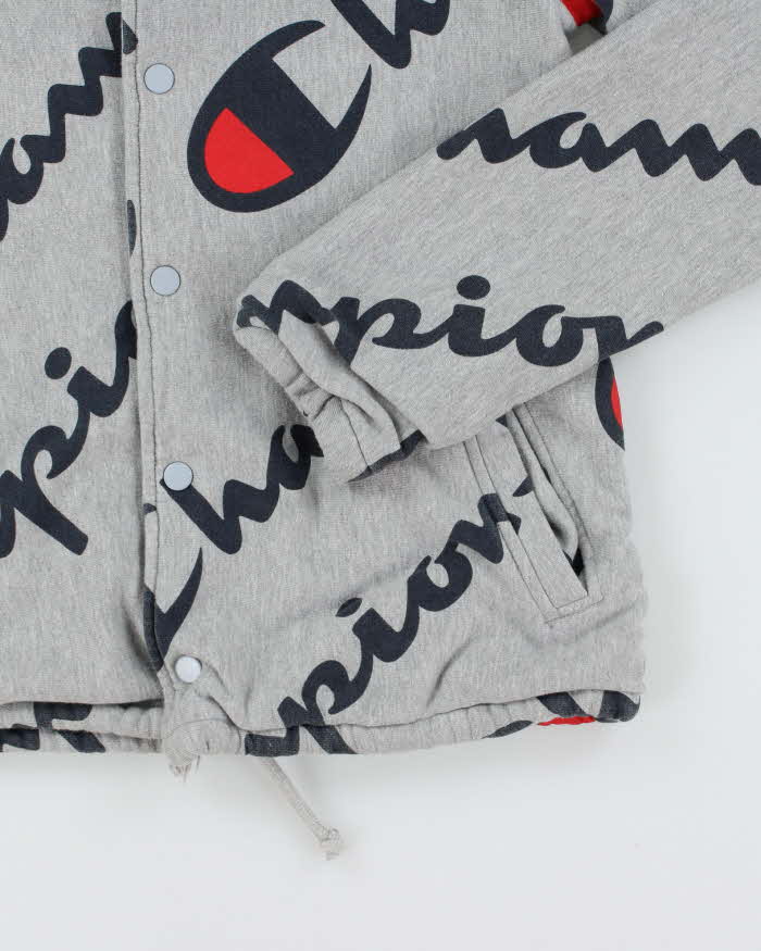Vintage Champion All Over Print Snap Button Sweatshirt - S