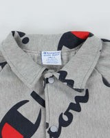 Vintage Champion All Over Print Snap Button Sweatshirt - S