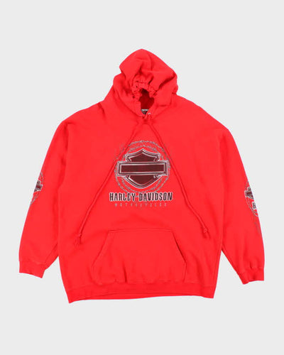 Vintage Y2K Harley Davidson Barbed Wire Graphic Oversized Hoodie - XL