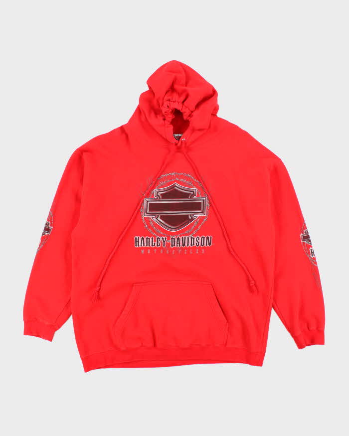 Vintage Y2K Harley Davidson Barbed Wire Graphic Oversized Hoodie - XL