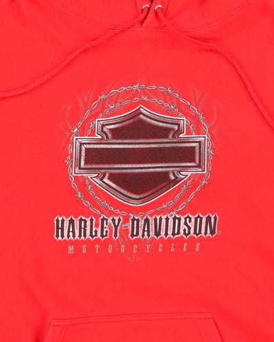 Vintage Y2K Harley Davidson Barbed Wire Graphic Oversized Hoodie - XL