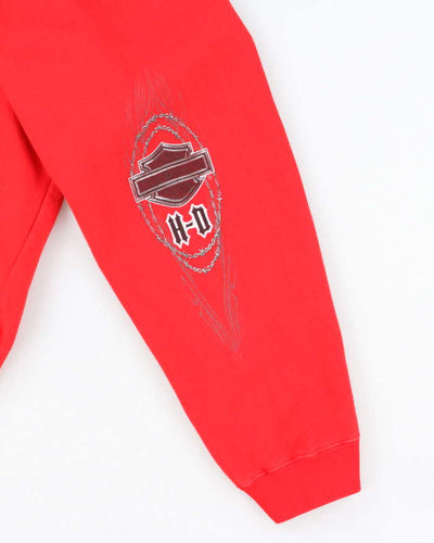 Vintage Y2K Harley Davidson Barbed Wire Graphic Oversized Hoodie - XL
