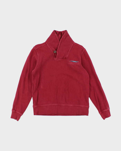 00s Tommy Hilfiger Red Shawl Neck Sweatshirt - S