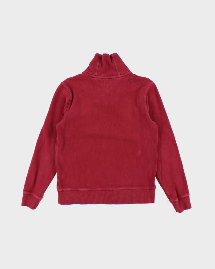 00s Tommy Hilfiger Red Shawl Neck Sweatshirt - S