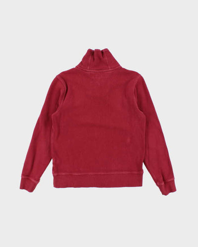 00s Tommy Hilfiger Red Shawl Neck Sweatshirt - S
