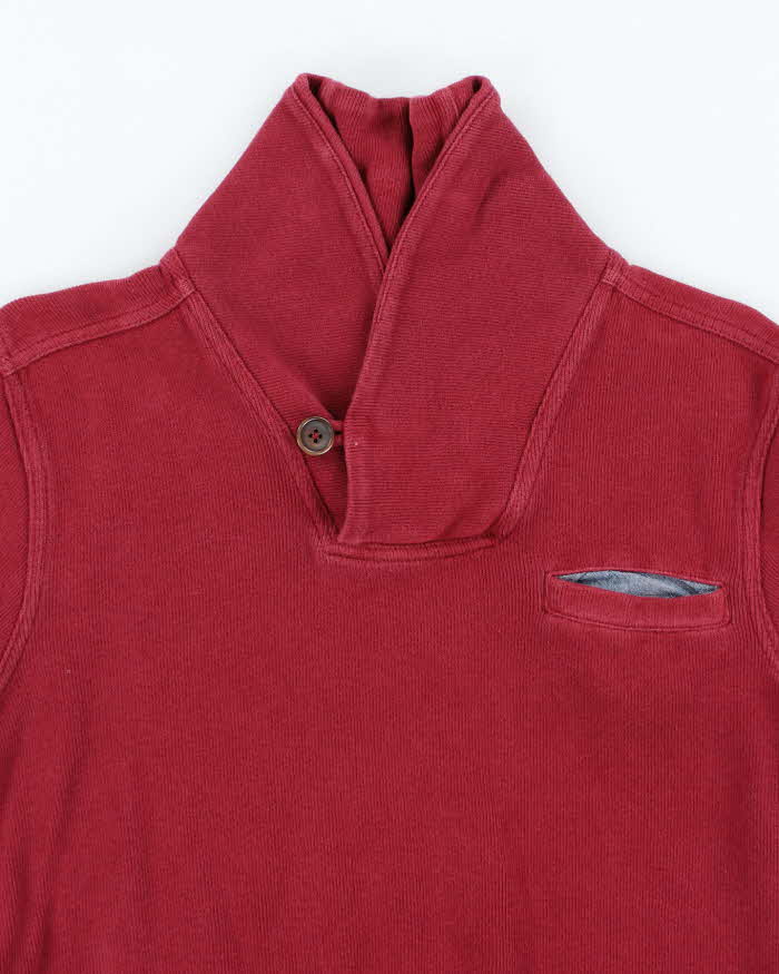 00s Tommy Hilfiger Red Shawl Neck Sweatshirt - S