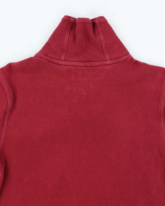 00s Tommy Hilfiger Red Shawl Neck Sweatshirt - S