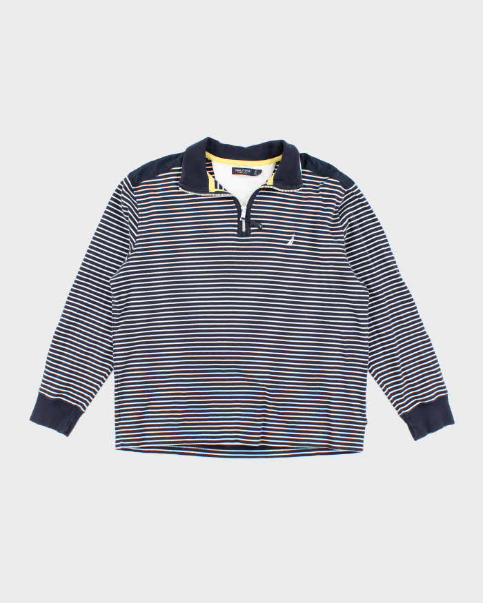 Vintage 00s Nautica Striped Quarter-Zip Sweatshirt - L