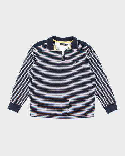 Vintage 00s Nautica Striped Quarter-Zip Sweatshirt - L