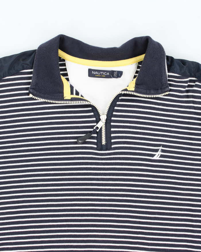Vintage 00s Nautica Striped Quarter-Zip Sweatshirt - L