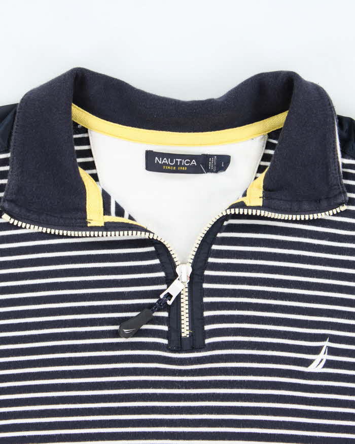 Vintage 00s Nautica Striped Quarter-Zip Sweatshirt - L