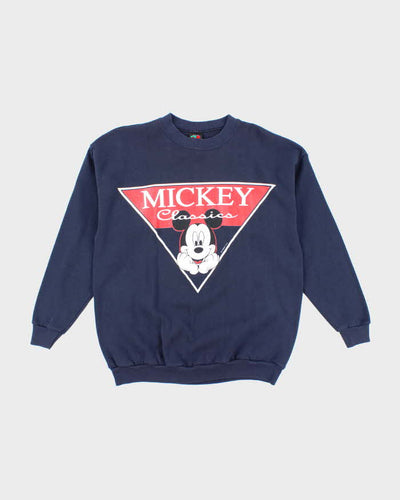 Vintage 1990s Disney Mickey Print Navy Blue Sweatshirt - M