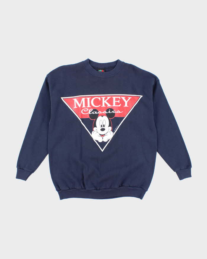 Vintage 1990s Disney Mickey Print Navy Blue Sweatshirt - M