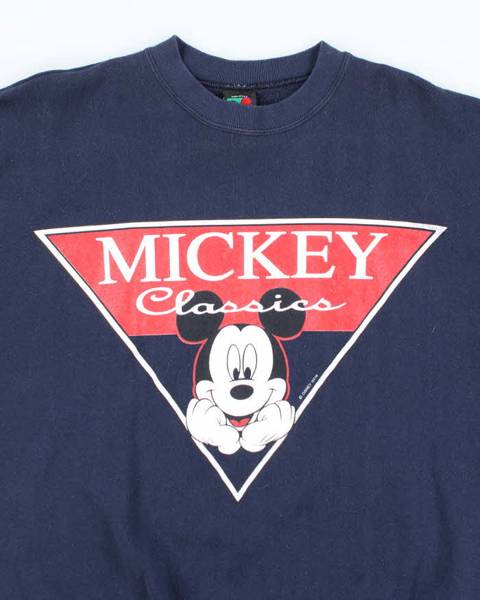 Vintage 1990s Disney Mickey Print Navy Blue Sweatshirt - M
