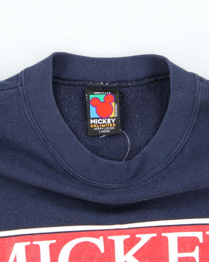 Vintage 1990s Disney Mickey Print Navy Blue Sweatshirt - M