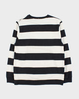 Vintage Stussy Black &amp; White Striped Sweatshirt - L