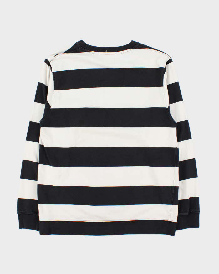 Vintage Stussy Black &amp; White Striped Sweatshirt - L