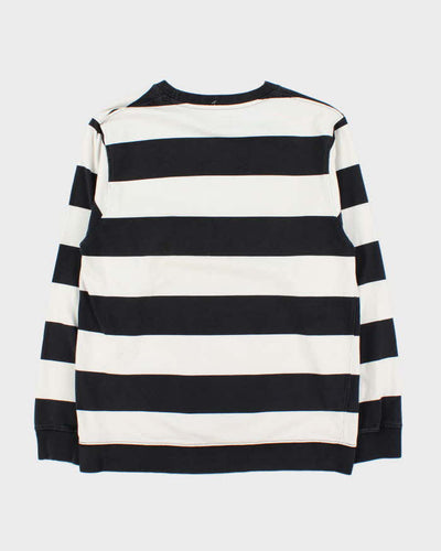 Vintage Stussy Black & White Striped Sweatshirt - L