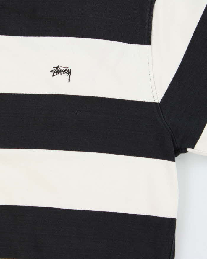 Vintage Stussy Black &amp; White Striped Sweatshirt - L