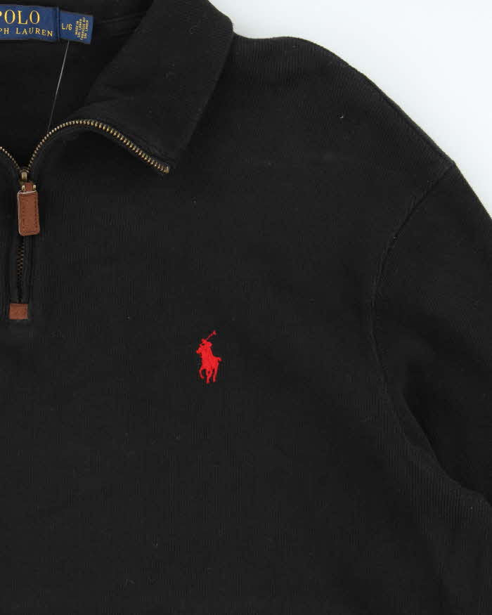Polo Ralph Lauren Black Quarter-Zip Jumper - L
