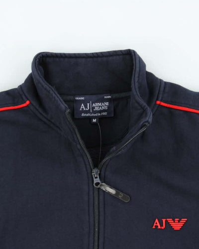 Vintage Y2k 00s Navy Armani Jeans Zip Up Jumper - M
