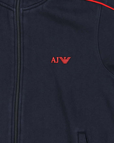 Vintage Y2k 00s Navy Armani Jeans Zip Up Jumper - M