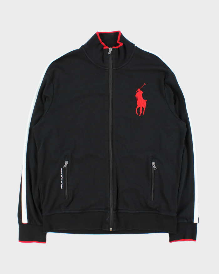 Polo Ralph Lauren Black Large Pony Zip Up Jumper - L