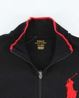 Polo Ralph Lauren Black Large Pony Zip Up Jumper - L