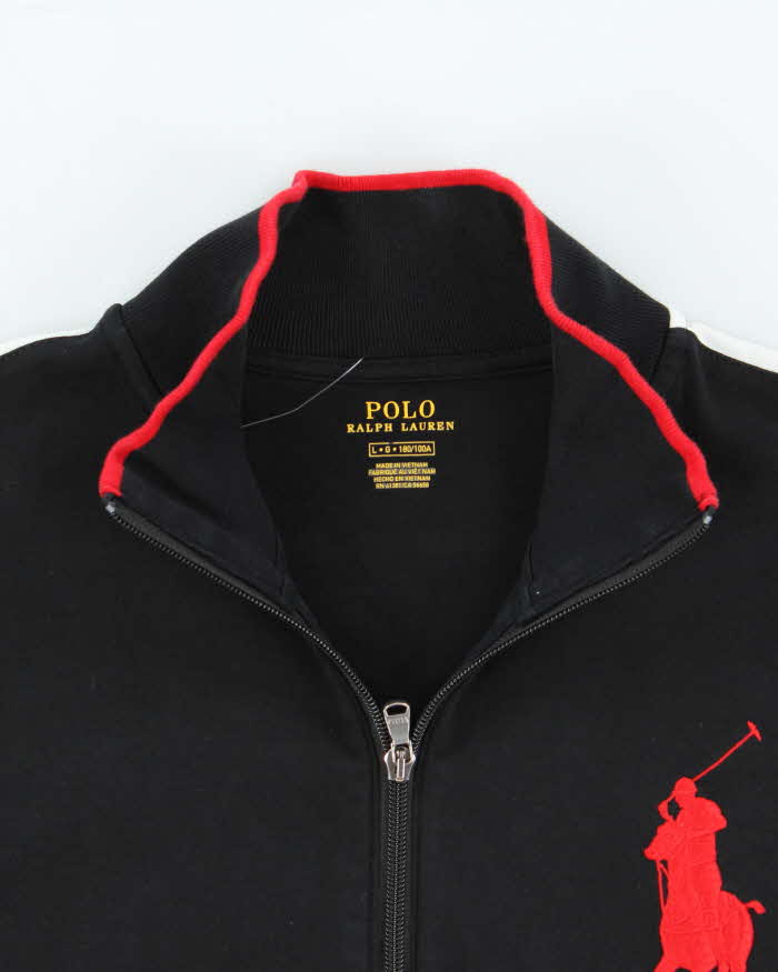 Polo Ralph Lauren Black Large Pony Zip Up Jumper - L