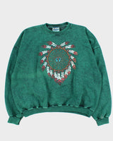 Vintage 1990s Hanes Graphic Acid Wash Crewneck Sweatshirt - XXL