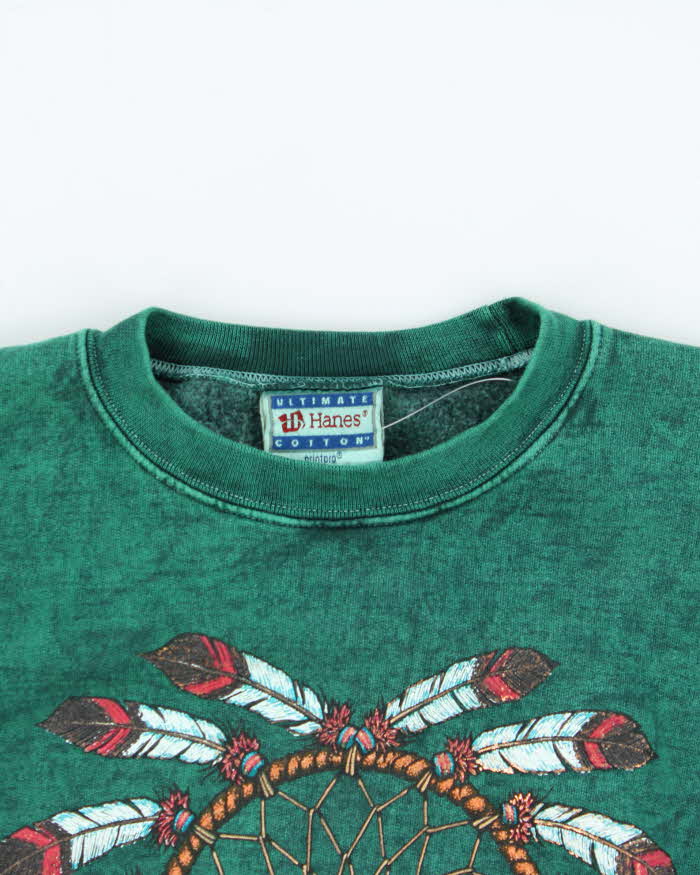 Vintage 1990s Hanes Graphic Acid Wash Crewneck Sweatshirt - XXL