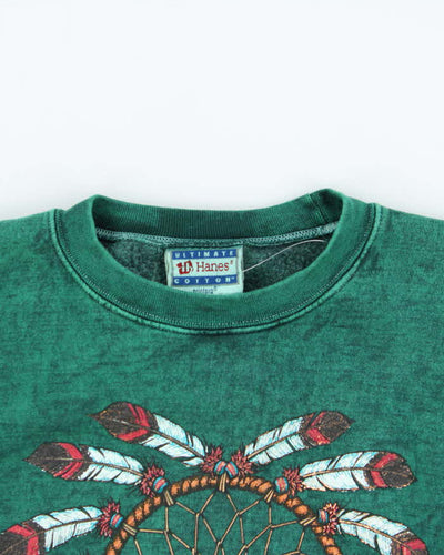 Vintage 1990s Hanes Graphic Acid Wash Crewneck Sweatshirt - XXL