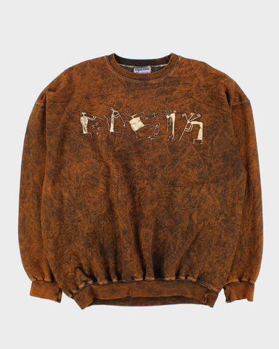 Vintage 1990s Hanes Graphic Acid Wash Crewneck Sweatshirt - XL