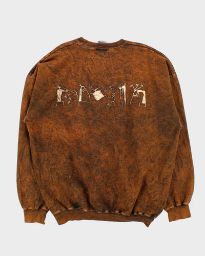 Vintage 1990s Hanes Graphic Acid Wash Crewneck Sweatshirt - XL