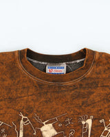 Vintage 1990s Hanes Graphic Acid Wash Crewneck Sweatshirt - XL