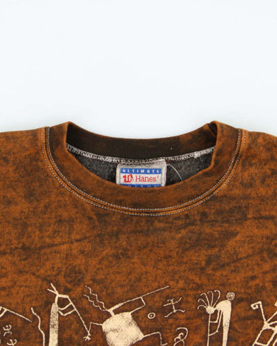 Vintage 1990s Hanes Graphic Acid Wash Crewneck Sweatshirt - XL