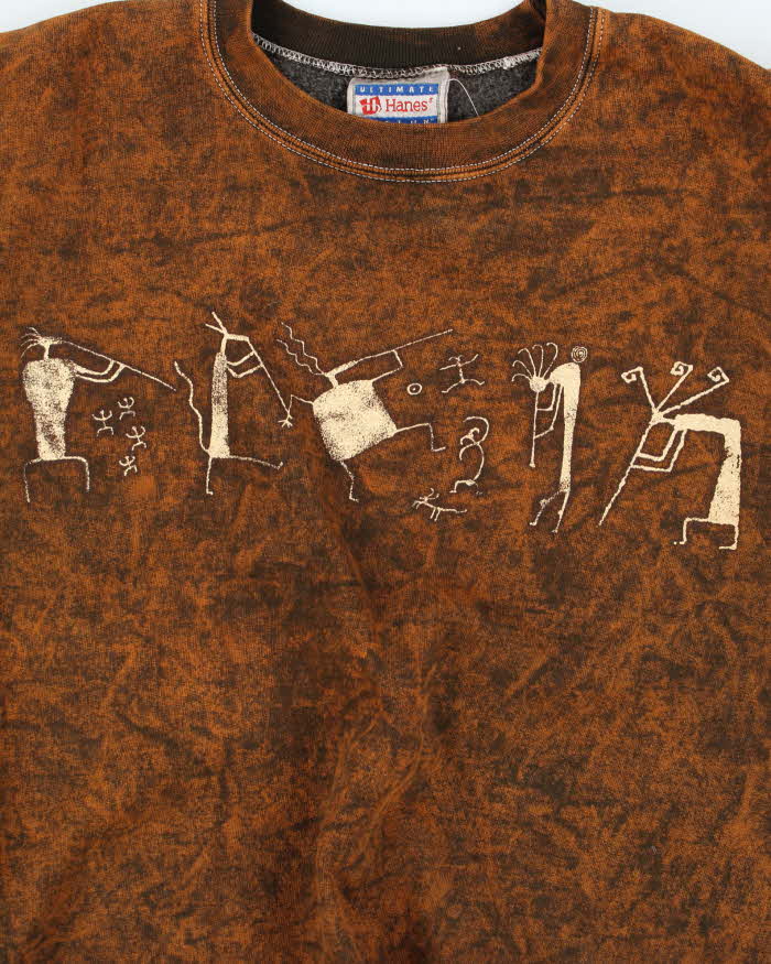 Vintage 1990s Hanes Graphic Acid Wash Crewneck Sweatshirt - XL
